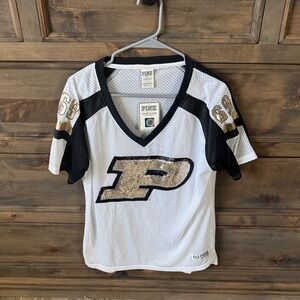 PINK Victoria's Secret Purdue University White and Black Sequin Jersey